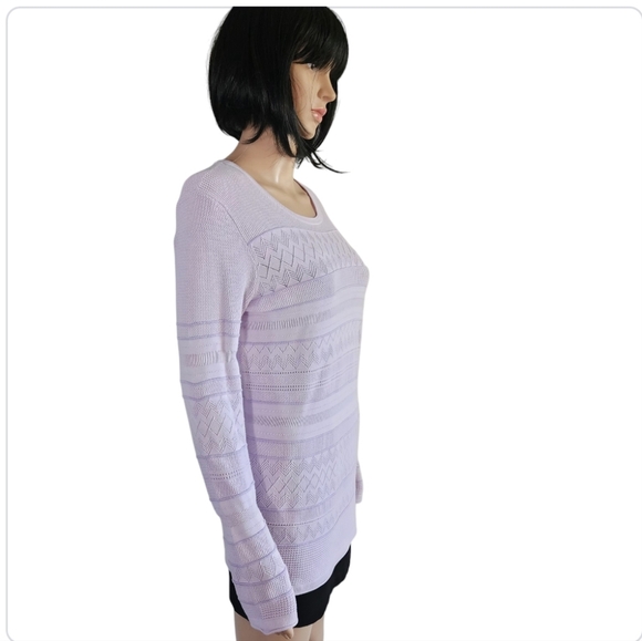 Banana republic  lilac blush long sleeves Pointelle sweater, size L - Picture 3 of 14